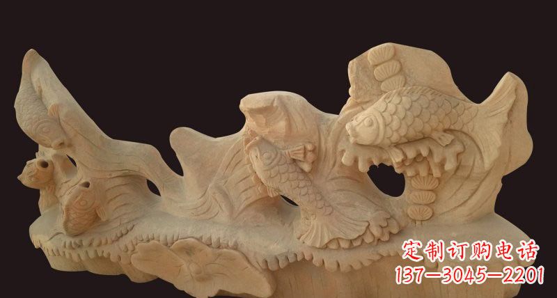 湖北荷花鲤鱼石雕,精美绝伦