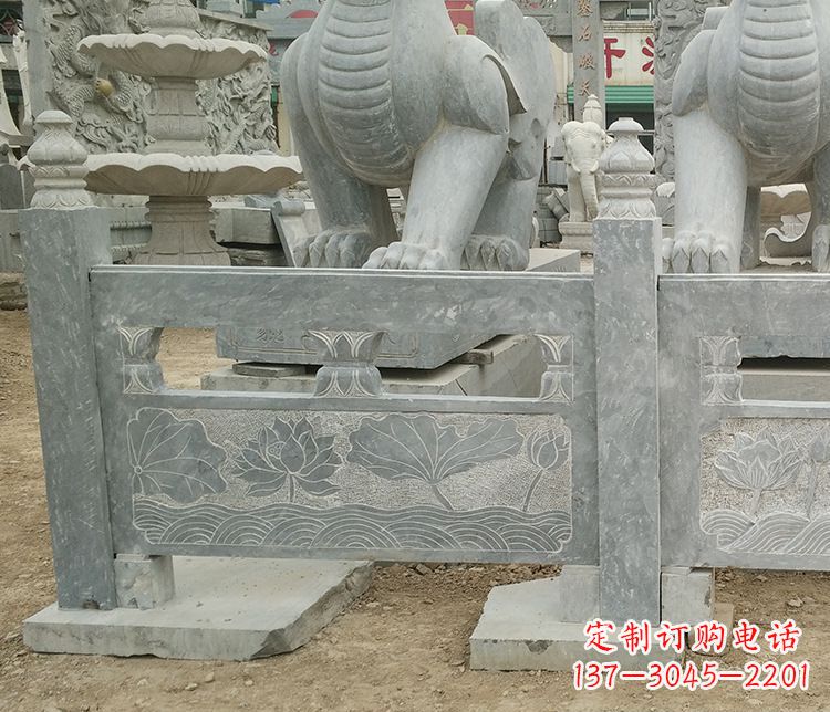 湖北荷花石浮雕仿古栏板石雕