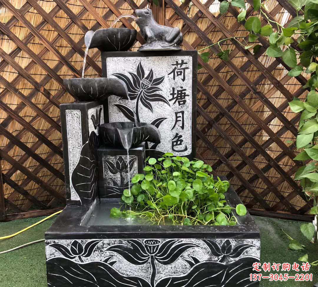 湖北荷塘月色景观石雕喷水池