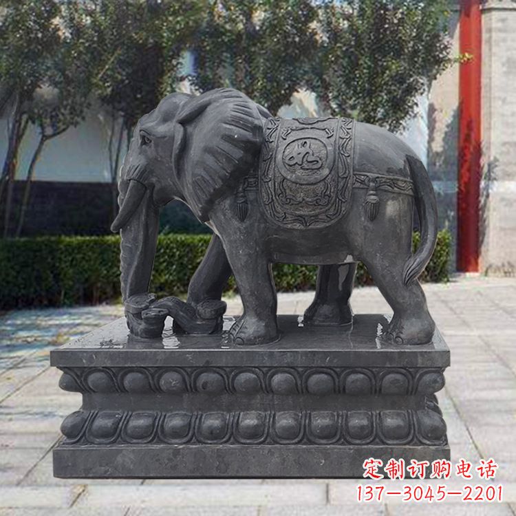 湖北黑色大象石雕,独特雕塑制作享受