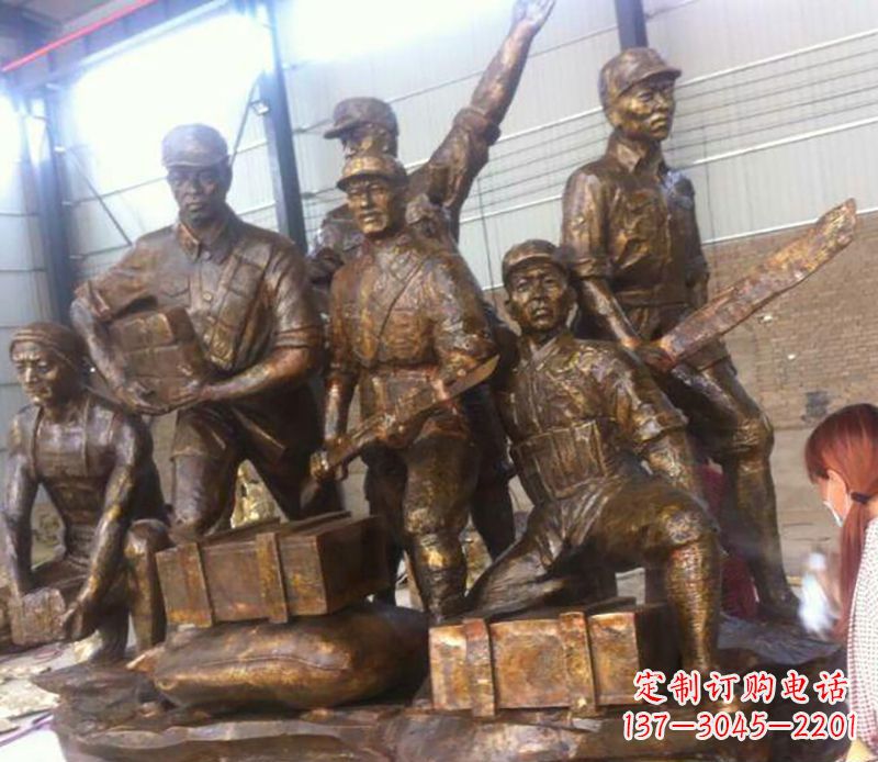 湖北红军打仗铜雕