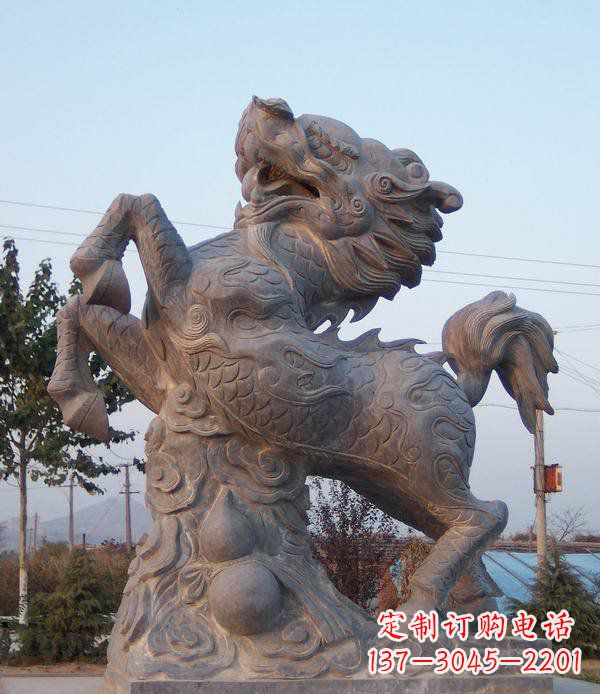 湖北精美独特的麒麟神兽石雕