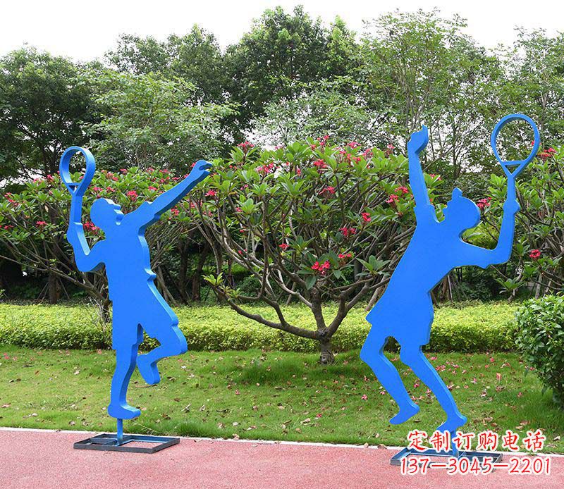 湖北户外不锈钢打羽毛球人物雕塑