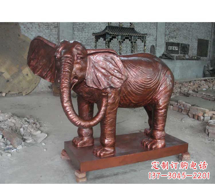 湖北户外大象动物铜雕塑