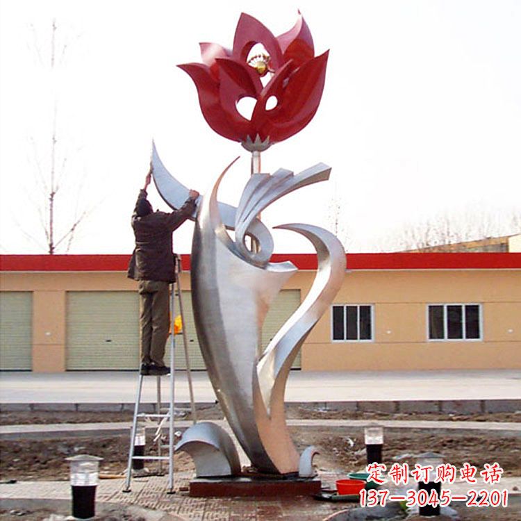 湖北户外大型不锈钢雕塑玫瑰花