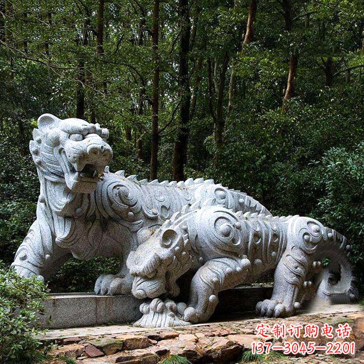 湖北花岗岩抽象石雕老虎园林动物雕塑