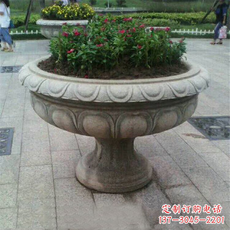 湖北中领雕塑：精美花岗岩公园石雕花盆