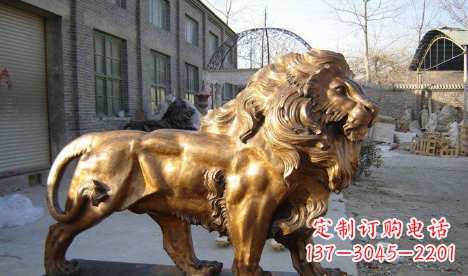 湖北黄铜精美西洋狮子铜雕