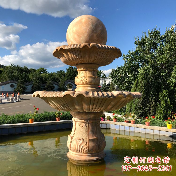 湖北经典黄锈石喷泉装饰雕塑