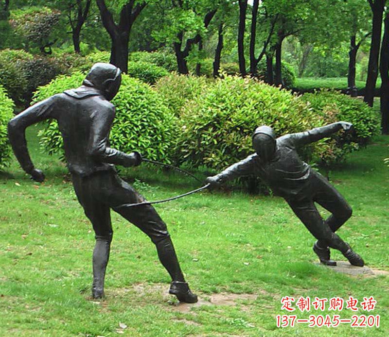 湖北击剑运动员铜雕