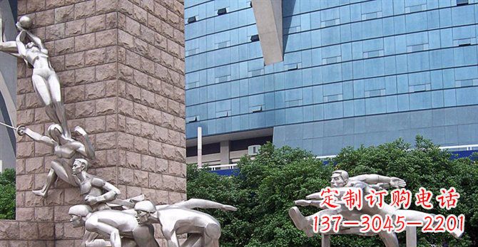 湖北街边不锈钢运动员人物雕塑