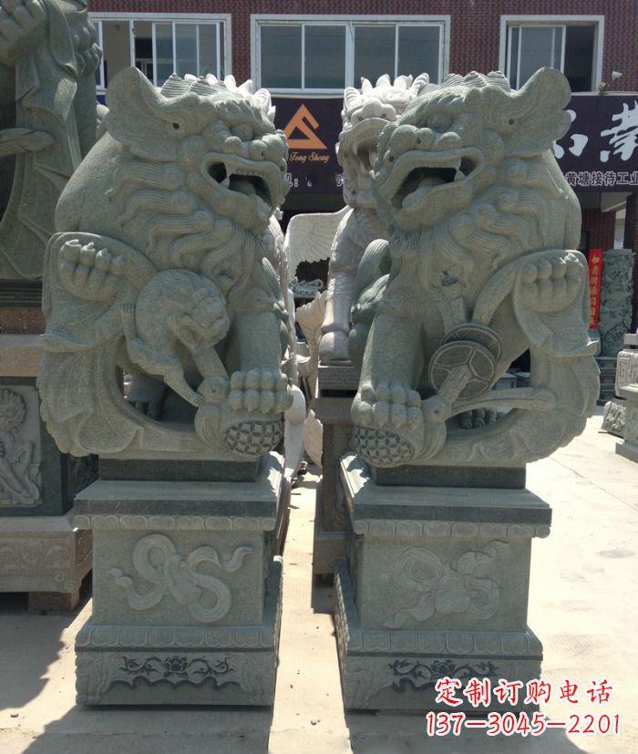 湖北街边景观南方狮子石雕 (2)