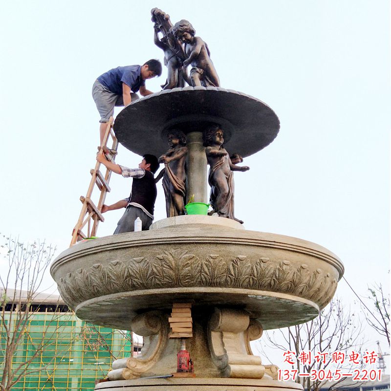 湖北精美金蝉石喷泉雕塑