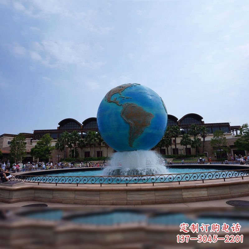 湖北景区广场不锈钢地球仪水景喷泉景观雕塑