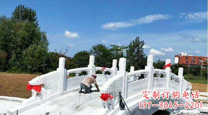 湖北景区汉白玉石雕拱桥