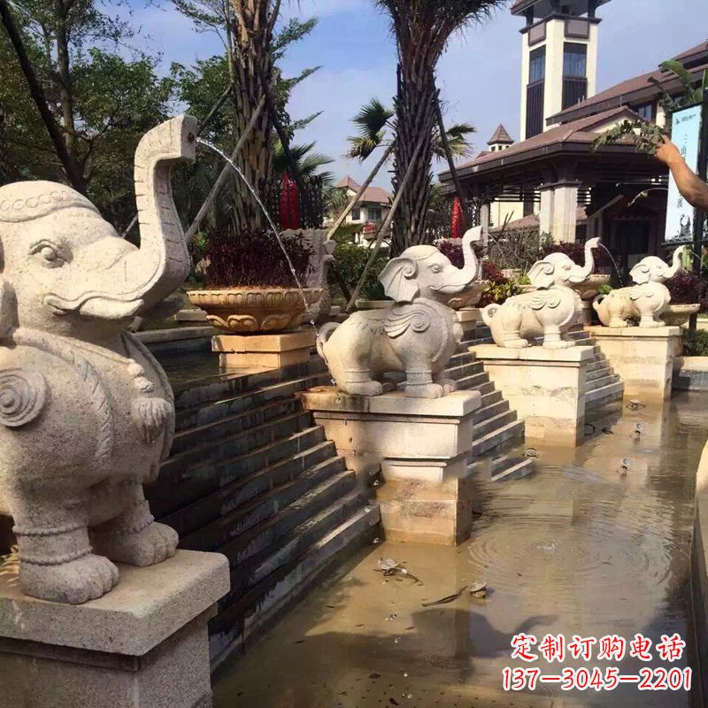 湖北雕刻精美的大象雕塑