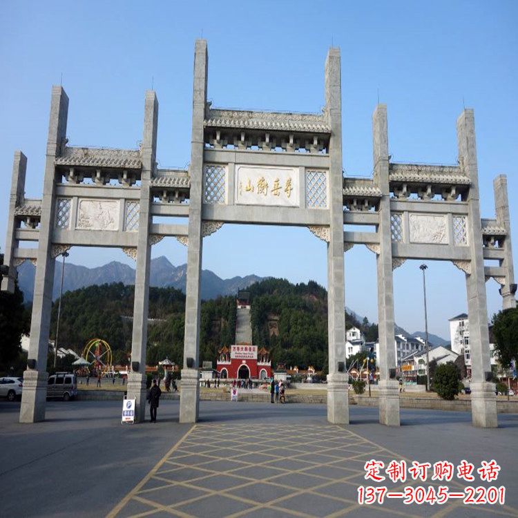湖北景区景点无楼牌坊石雕塑