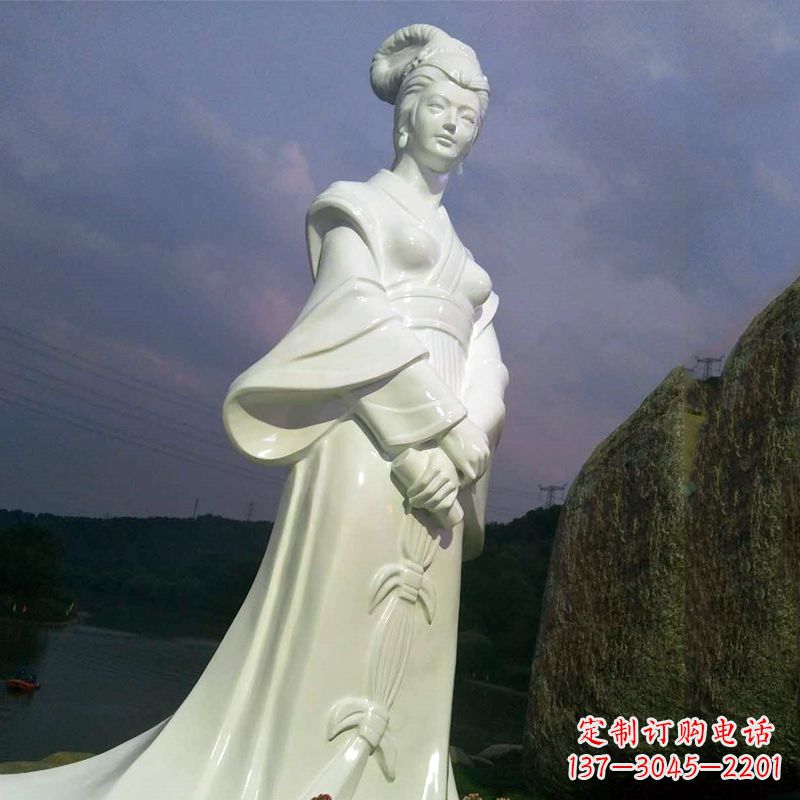 湖北景区历史名人古代著名美女西施汉白玉石雕像