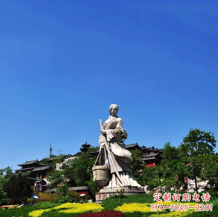 湖北景区历史人物雕塑,春秋四大美女之文姜汉白玉石雕像