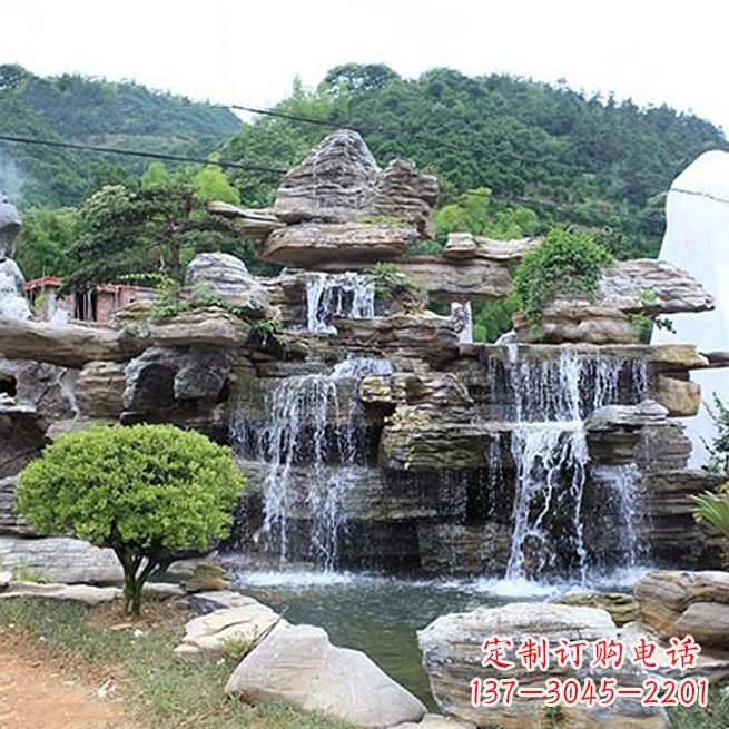 湖北景区奇石流水假山
