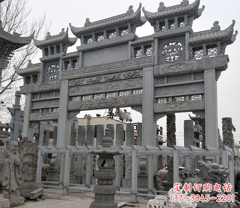 湖北京中领雕塑:牌坊石雕定制