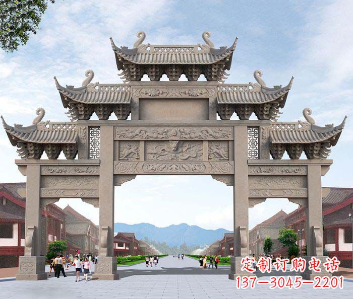 湖北景区三门石雕牌楼 (3)