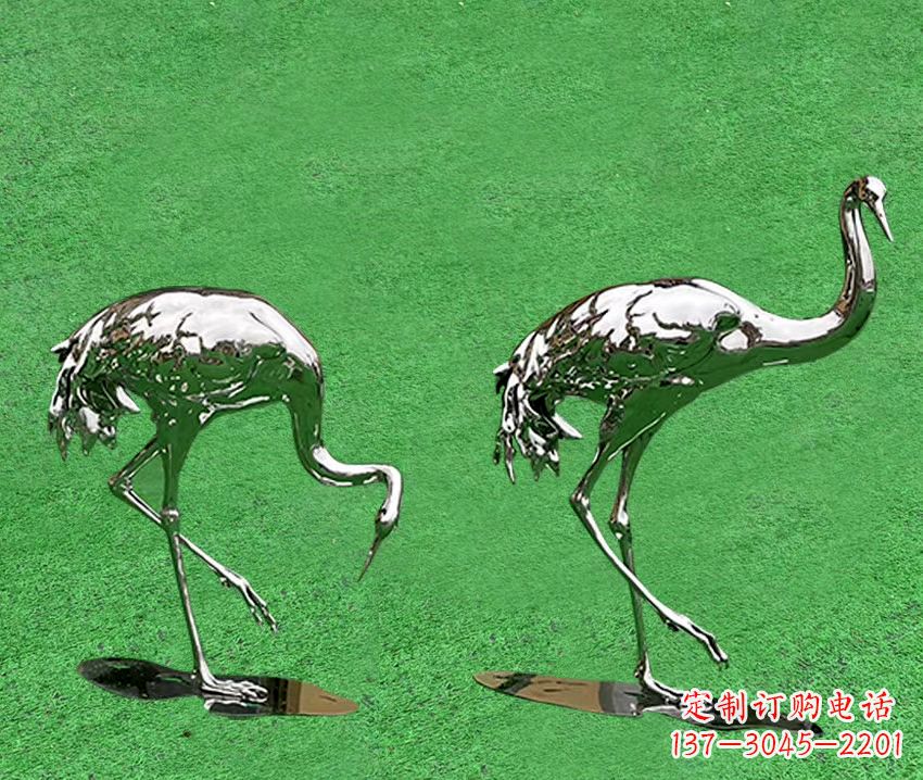 湖北精美镜面不锈钢动物鹤雕塑