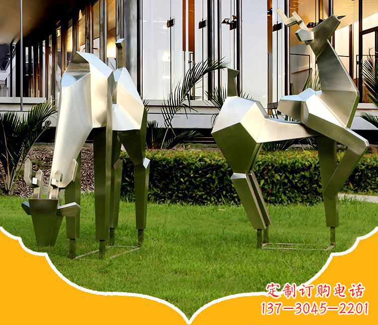 湖北镜面福鹿不锈钢雕塑