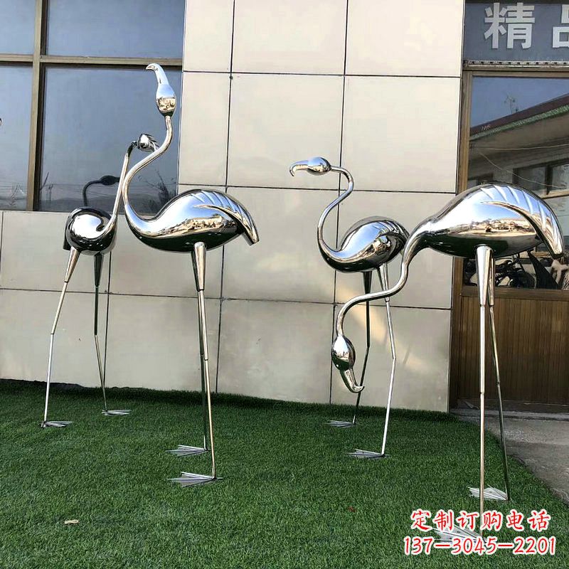 湖北镜面火烈鸟不锈钢雕塑