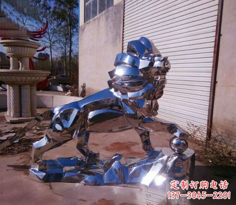 湖北中领雕塑推出的不锈钢狮子雕塑，极具艺术价…