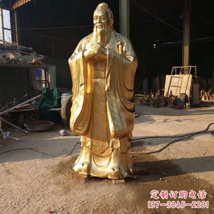 湖北孔子铜雕像