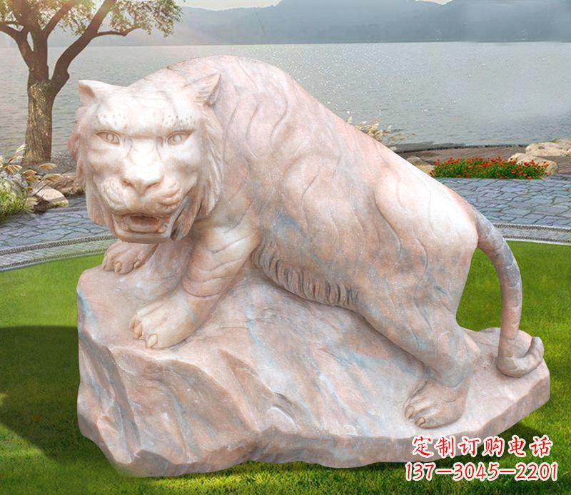 湖北金灿灿的老虎石雕公园动物摆件
