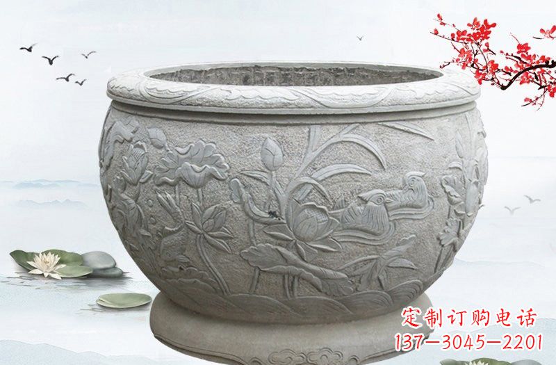 湖北艺术精美的水缸雕塑