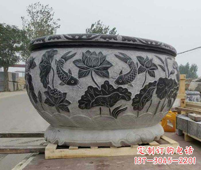 湖北中领雕塑出品,精致仿古圆水缸雕塑