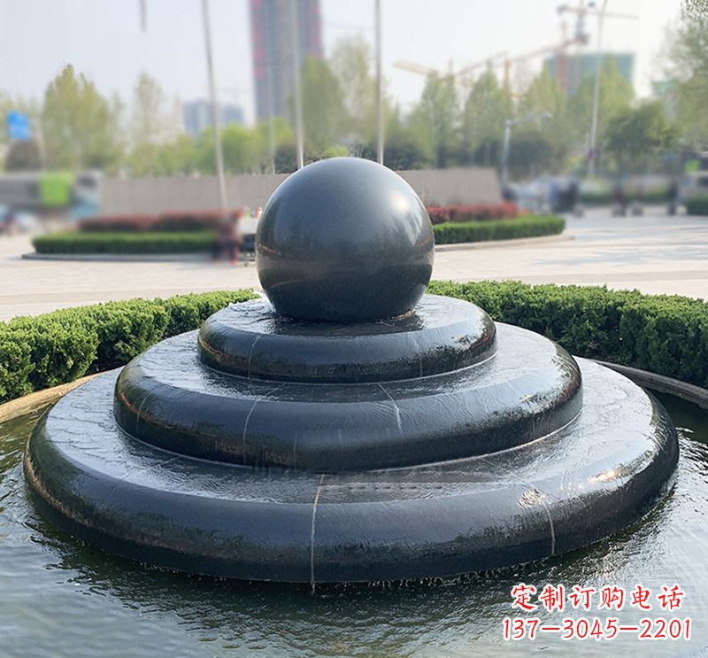 湖北临沂石雕风水球喷泉