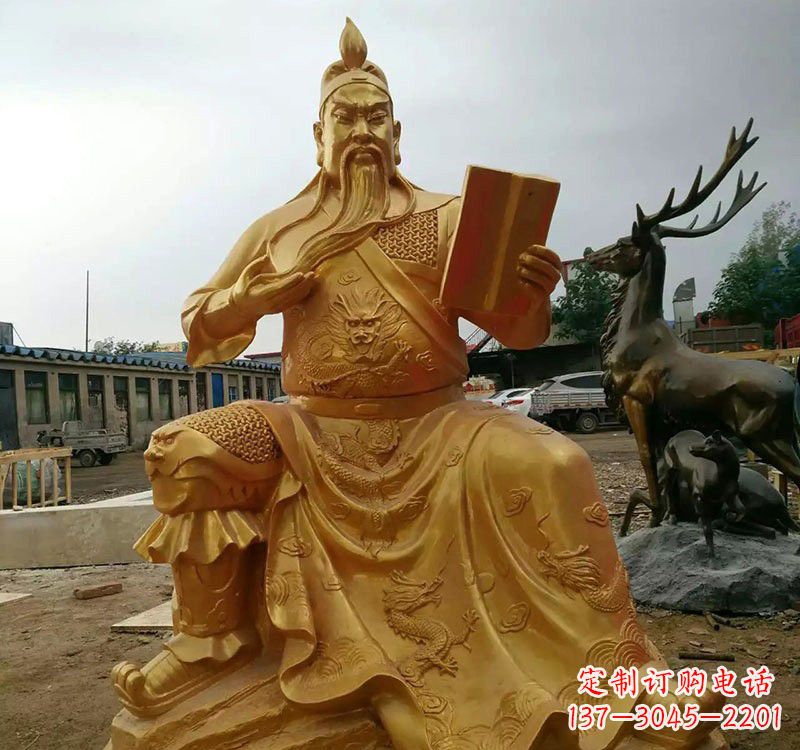 湖北鎏金关公铜雕塑，历久弥新