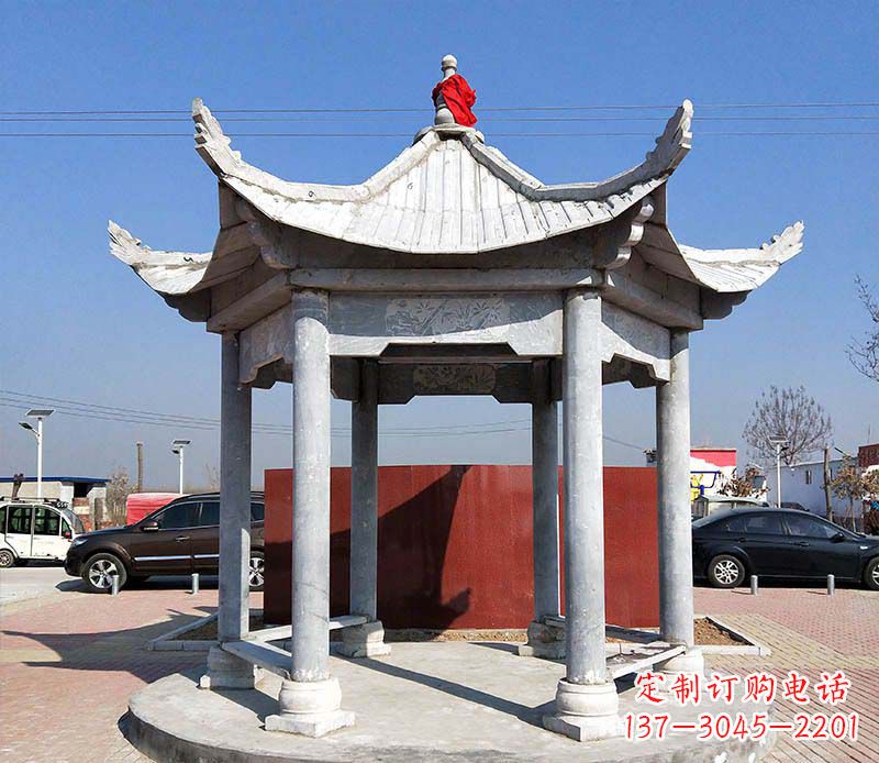 湖北六角仿古凉亭雕塑,古朴迷人