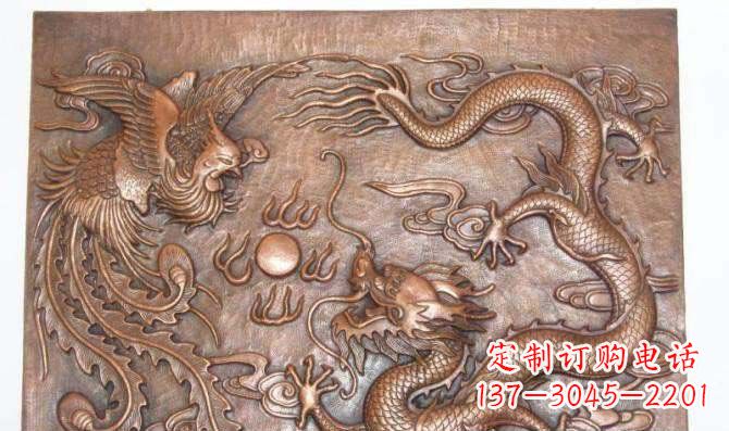 湖北龙飞凤舞红铜壁画铜浮雕