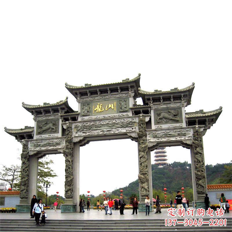 湖北龙山景区大型石头雕塑牌楼，定制之选