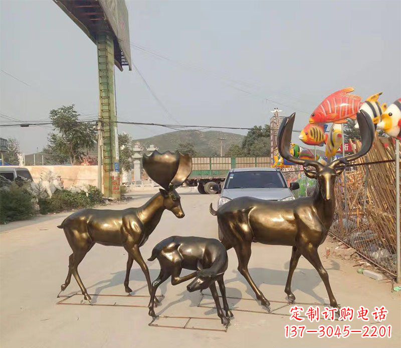 湖北鹿公园动物铜雕