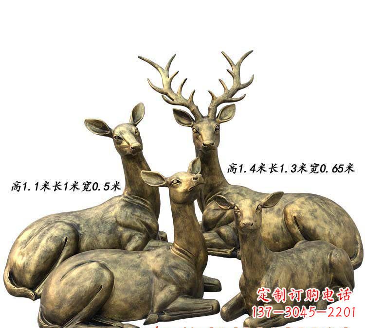 湖北鹿群铜雕