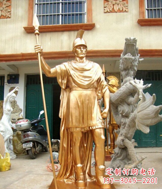 湖北罗马勇士玻璃钢仿铜马雕塑