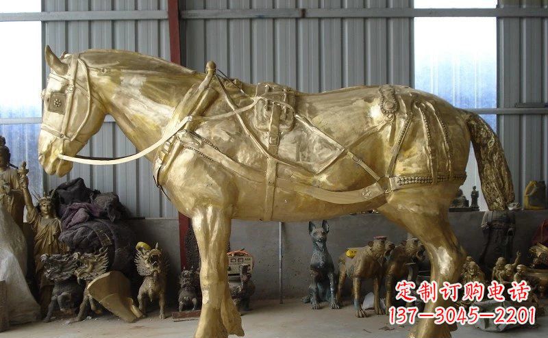 湖北中领雕塑：马拉车铜雕动物精华雕塑