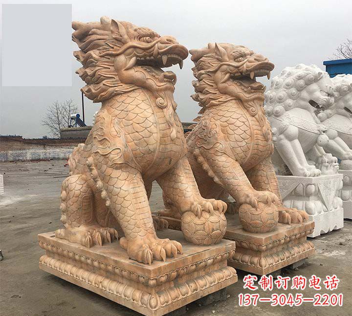 湖北门口踩球麒麟石雕