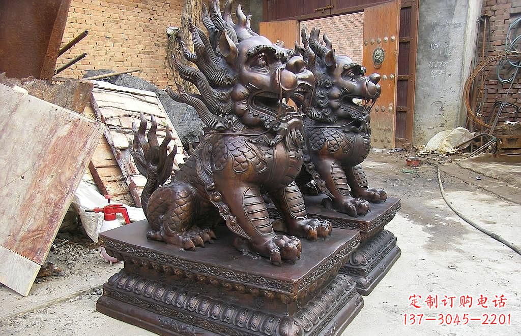 湖北传统工艺精制–钜细工艺麒麟铜雕
