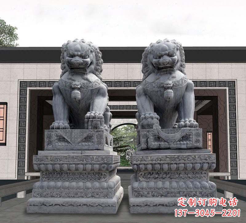 湖北门口青石传统狮子石雕