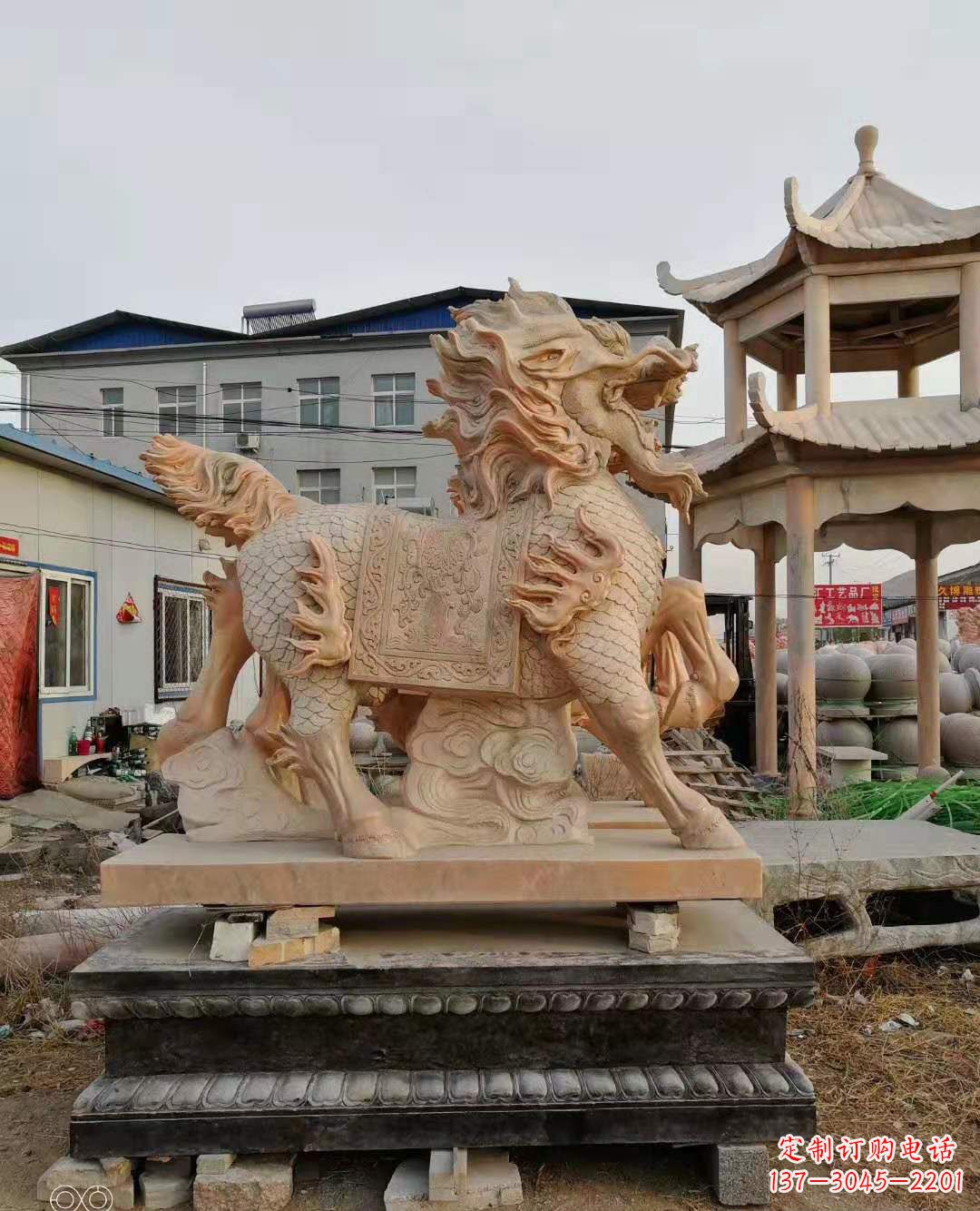 湖北麒麟石雕,中领雕塑独特定制