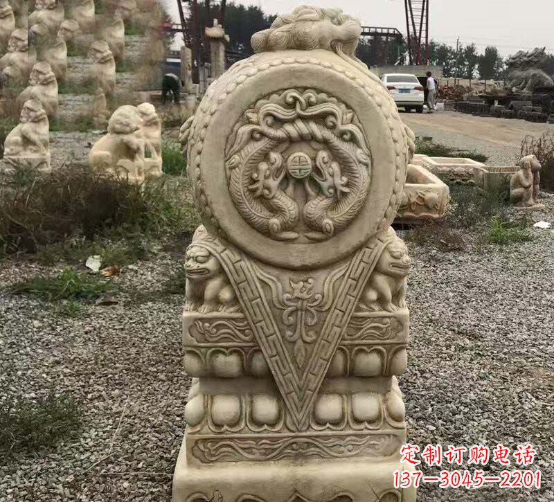 湖北门口镇宅仿古门墩石雕