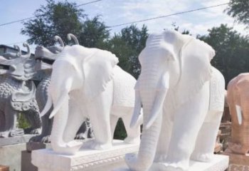 湖北汉白玉雕刻大象，缔造独特企业装饰