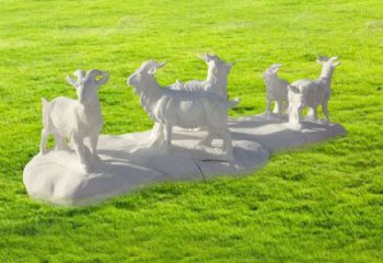 湖北中领雕塑：精致汉白玉公园动物山羊雕塑